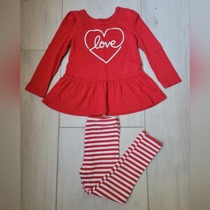 3 Piece Outfit Matching Set Bundle Size 3T Holiday Red & White